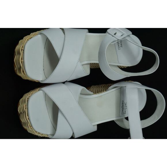 Jeffrey Campbell Amma Platform White Scandal SZ 9 Ankle Wicker Woven Cross strap - Picture 9 of 12